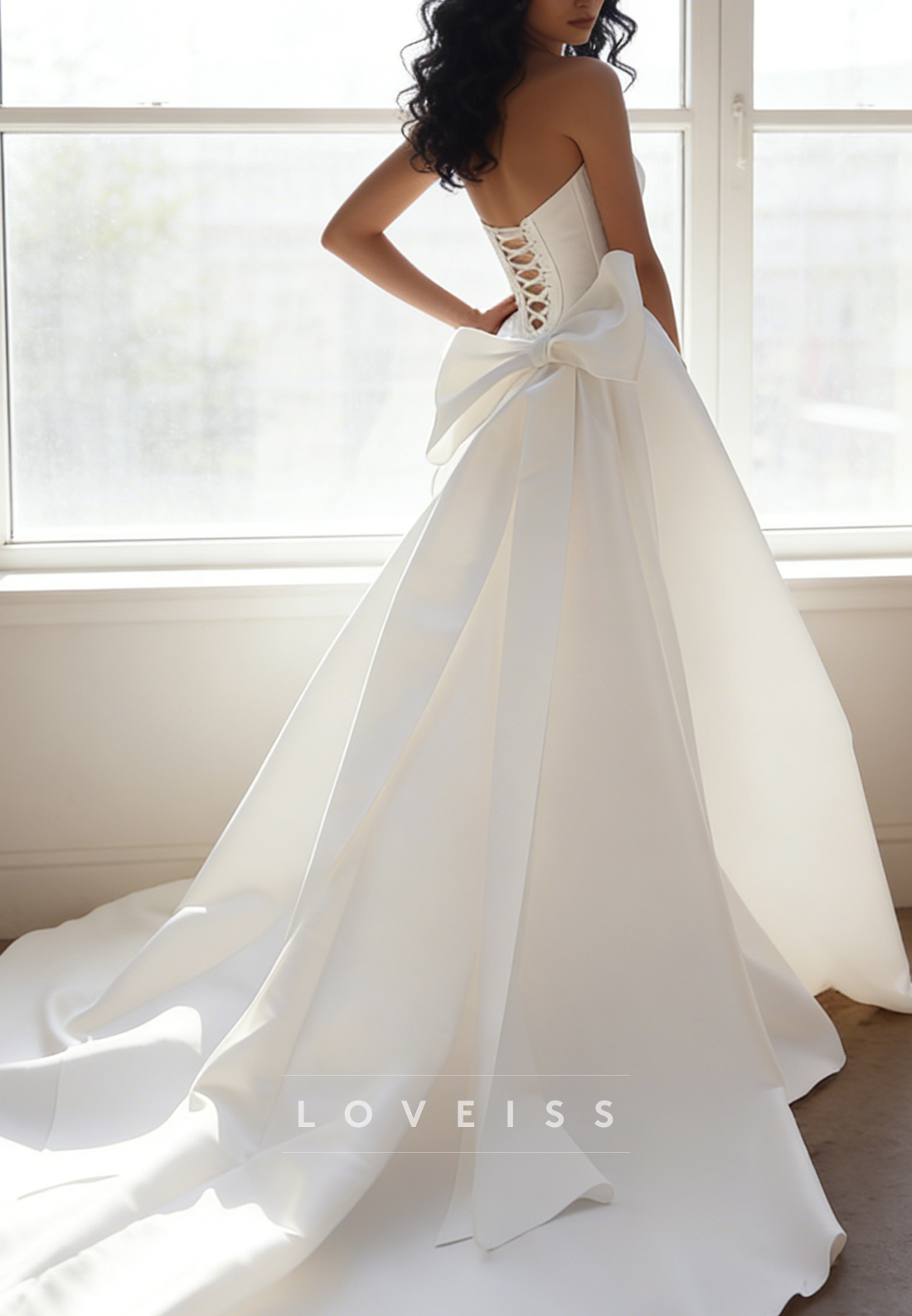 Sweetheart Strapless Boow Mikado Satin A-Line Wedding Dress