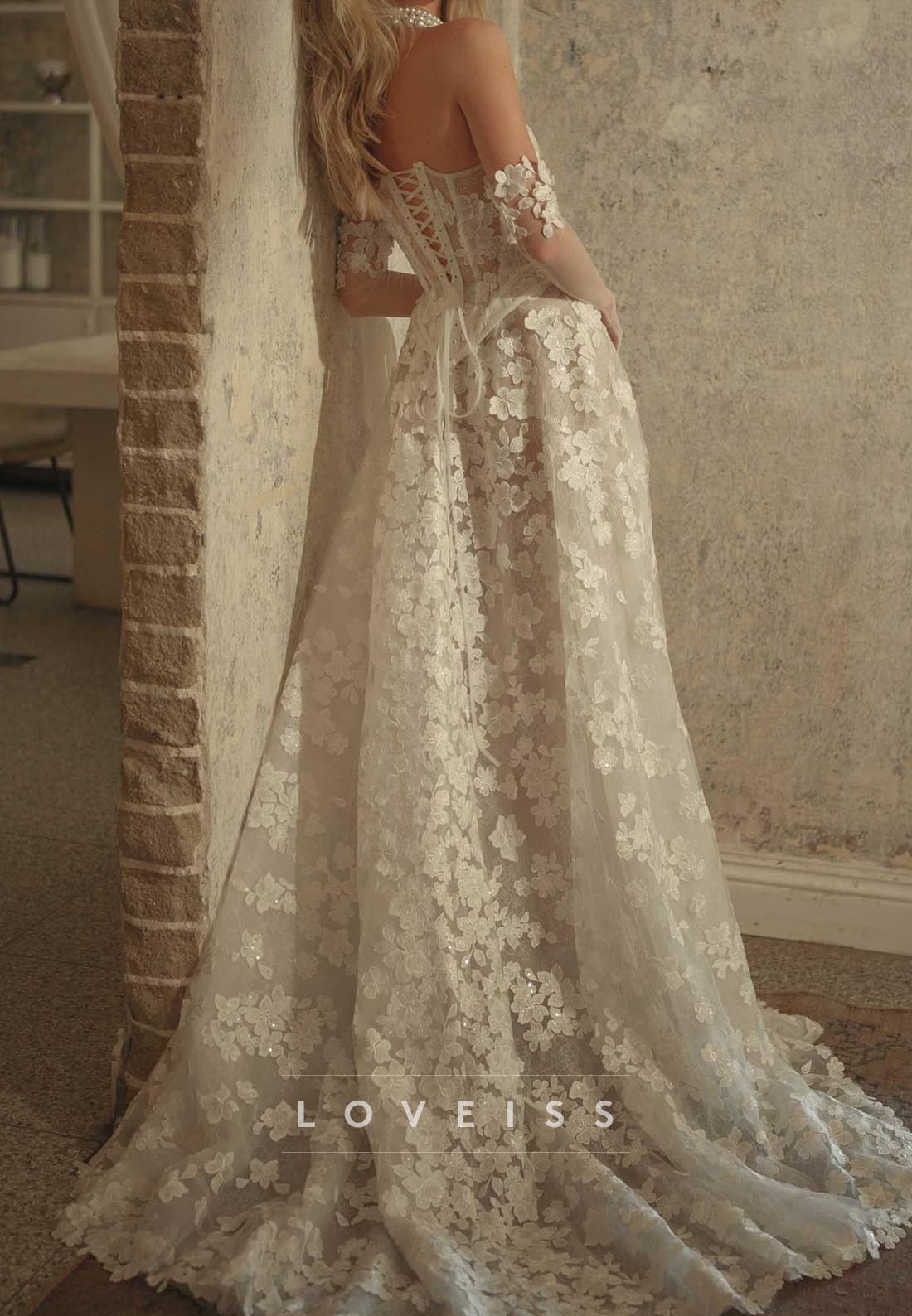 Sweetheart Strapless Appliques A-Line Wedding Dress