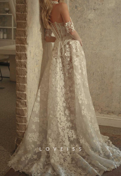 Sweetheart Strapless Appliques A-Line Wedding Dress