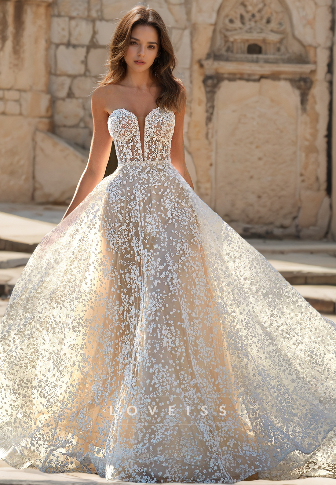 Sweetheart Strapless Appliques A-Line Wedding Dress