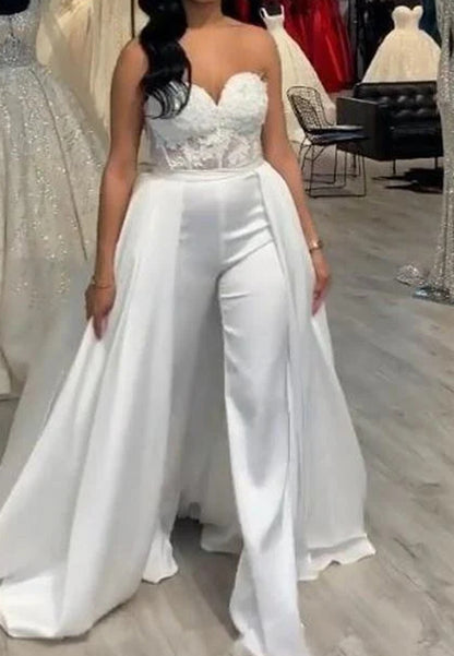 Sweetheart Strapless Appliques Jumpsuits