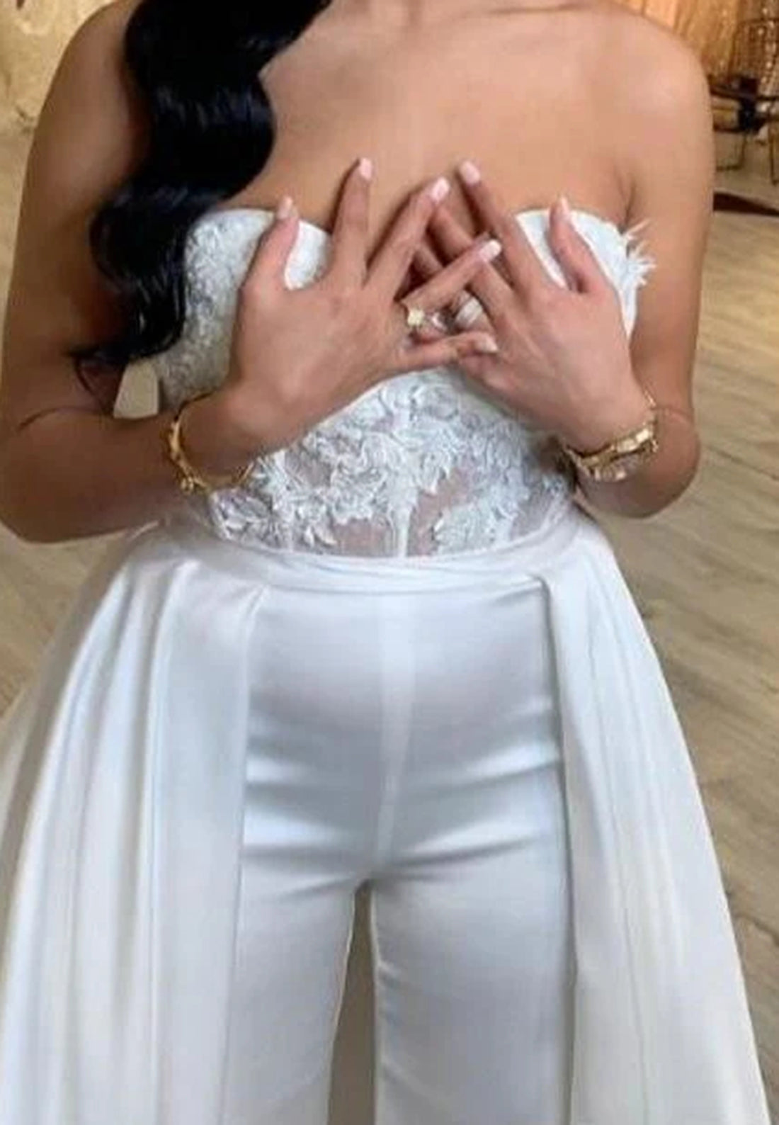 Sweetheart Strapless Appliques Jumpsuits