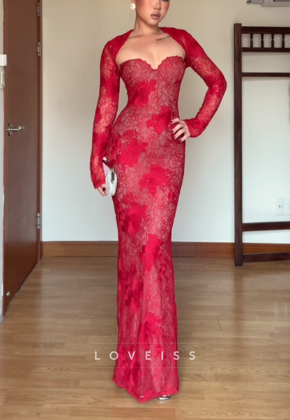 Sweetheart Strapless Appliques Mermaid Prom Dress