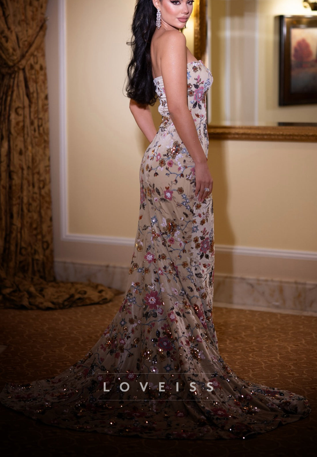 Sweetheart Strapless Appliques Mermaid Prom Dress