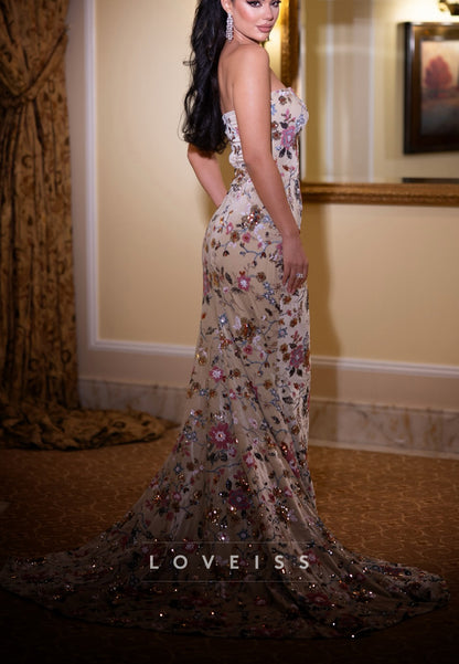 Sweetheart Strapless Appliques Mermaid Prom Dress