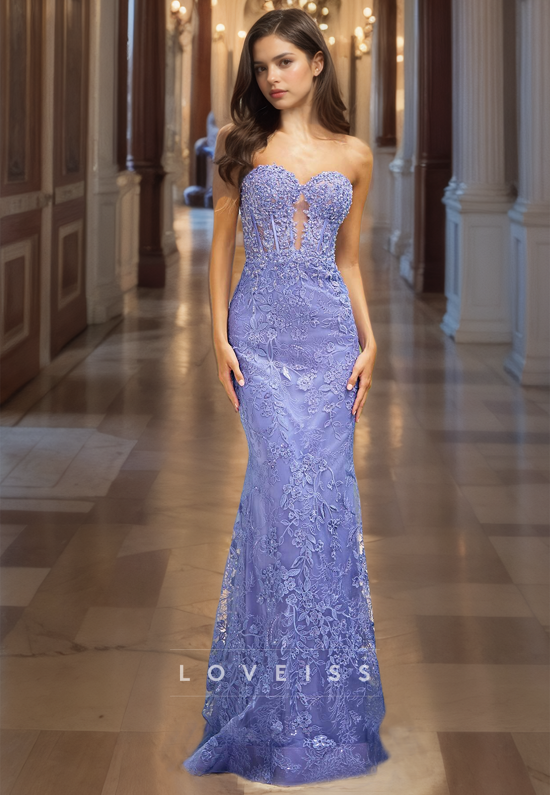 Sweetheart Strapless Appliques Mermaid Prom Dress