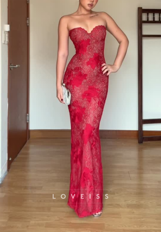 Sweetheart Strapless Appliques Mermaid Prom Dress