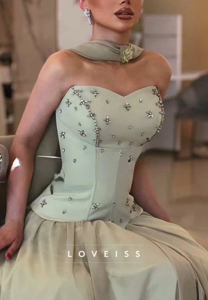 Sweetheart Strapless Beaded A-Line Prom Dress