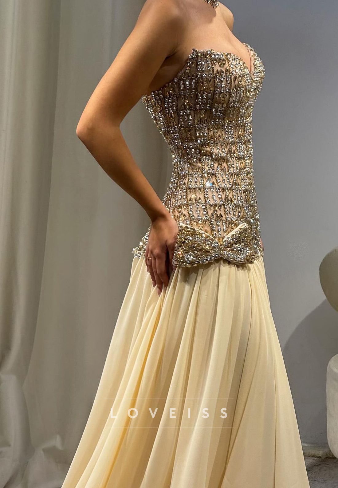 Sweetheart Strapless Beaded A-Line Prom Dress