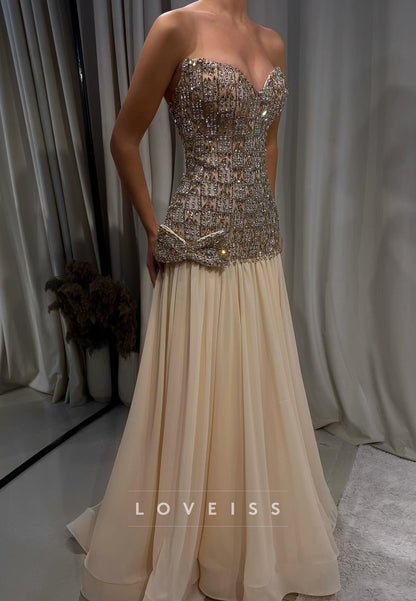 Sweetheart Strapless Beaded A-Line Prom Dress