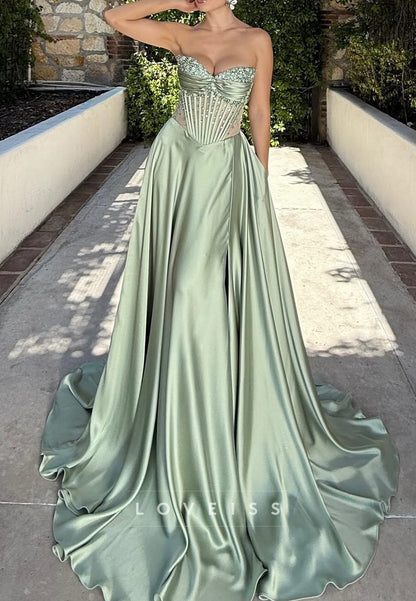 Sweetheart Strapless Beaded A-Line Prom Dress