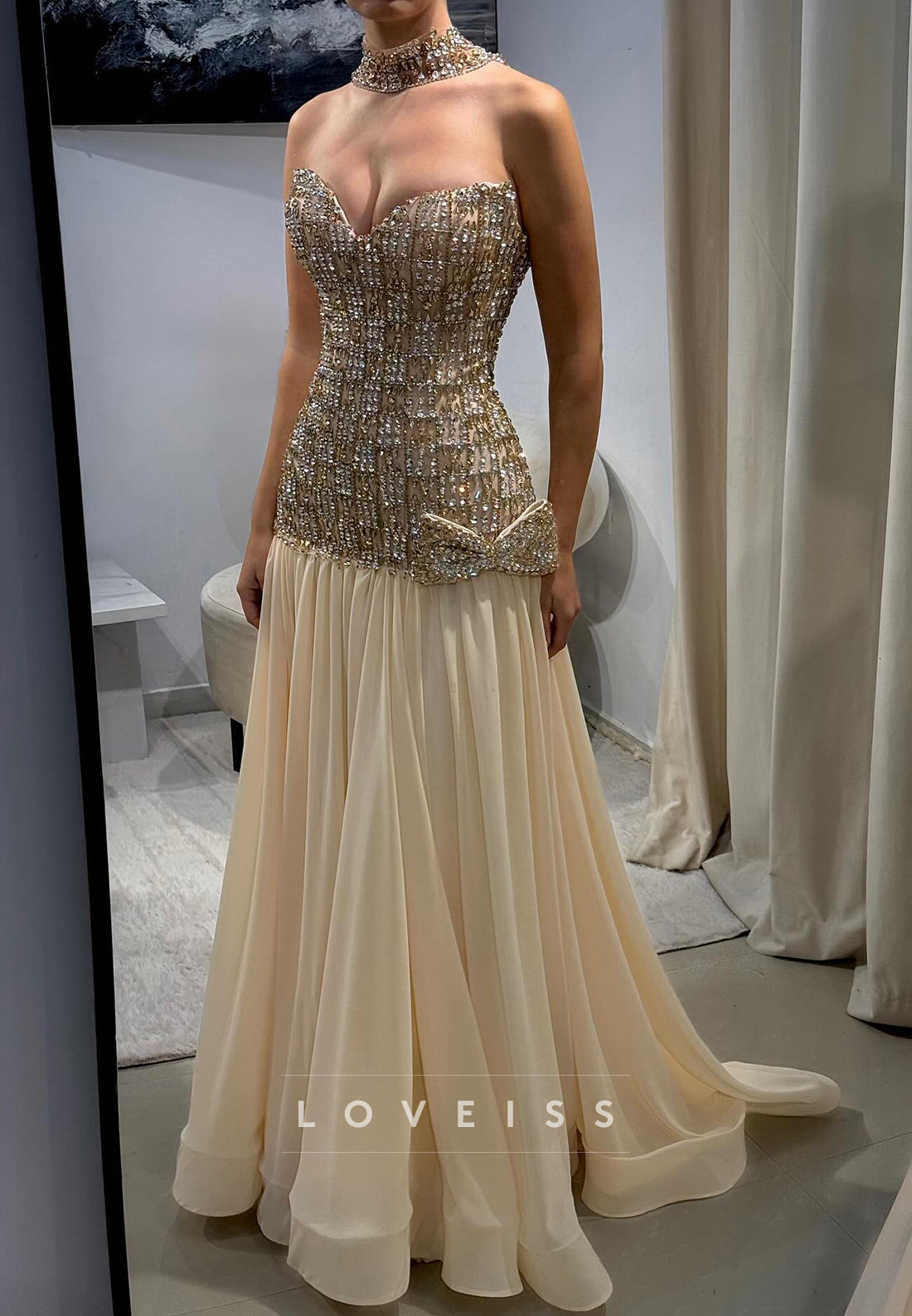 Sweetheart Strapless Beaded A-Line Prom Dress