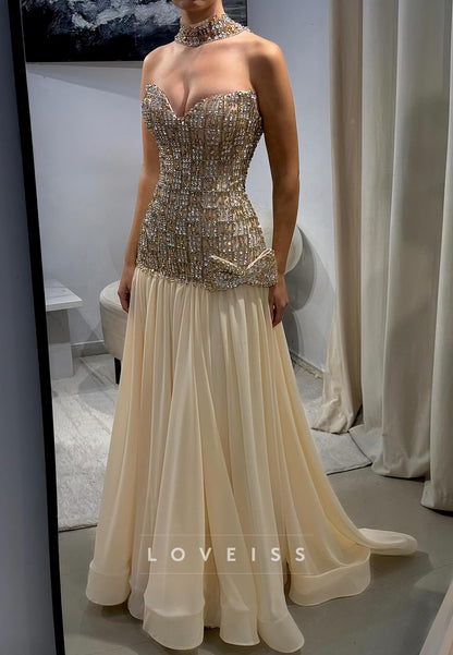 Sweetheart Strapless Beaded A-Line Prom Dress