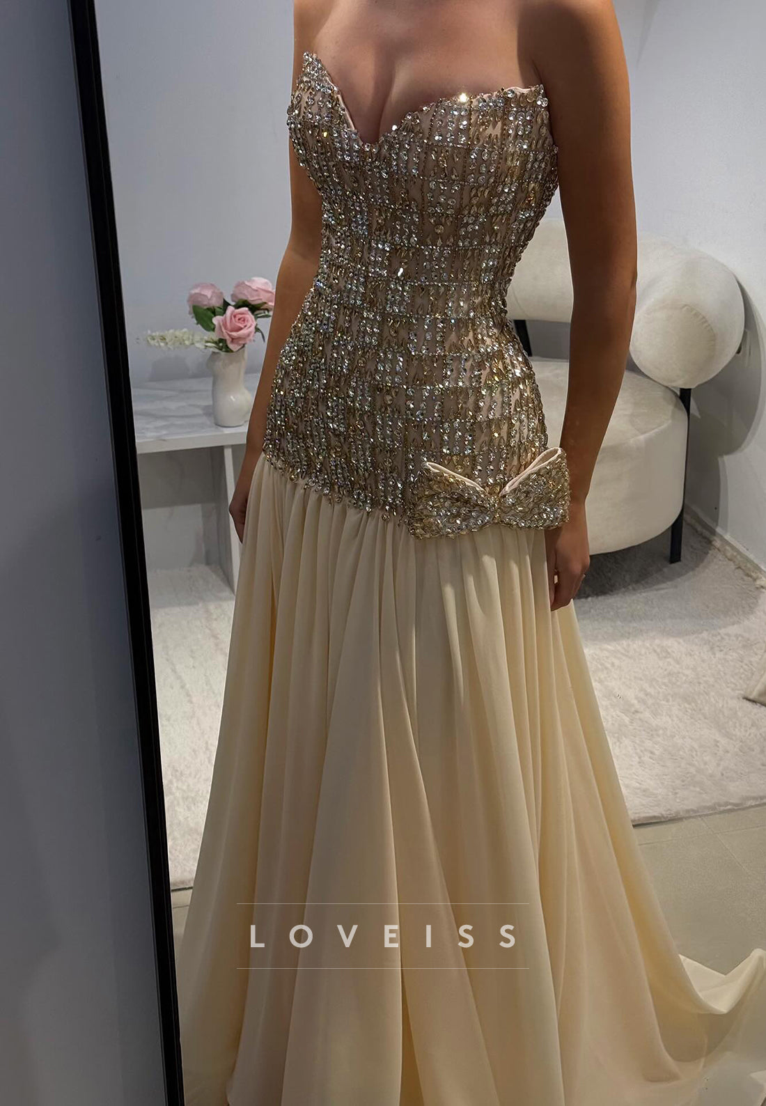 Sweetheart Strapless Beaded A-Line Prom Dress