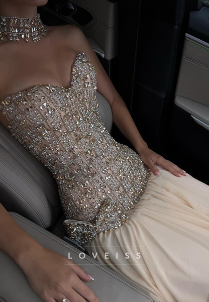 Sweetheart Strapless Beaded A-Line Prom Dress