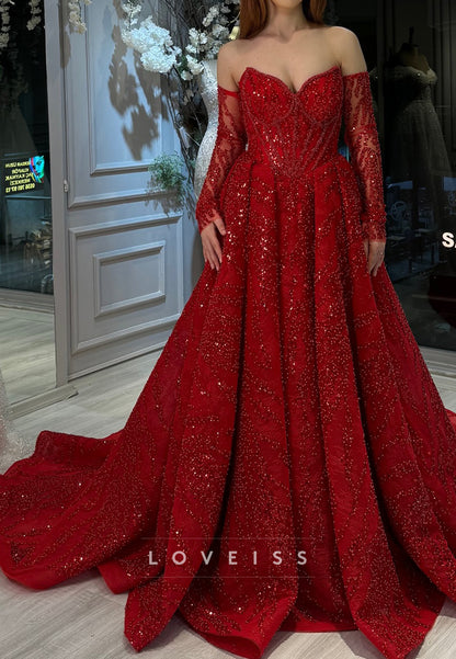 Sweetheart Strapless Beaded Embroidery A-Line Prom Dress