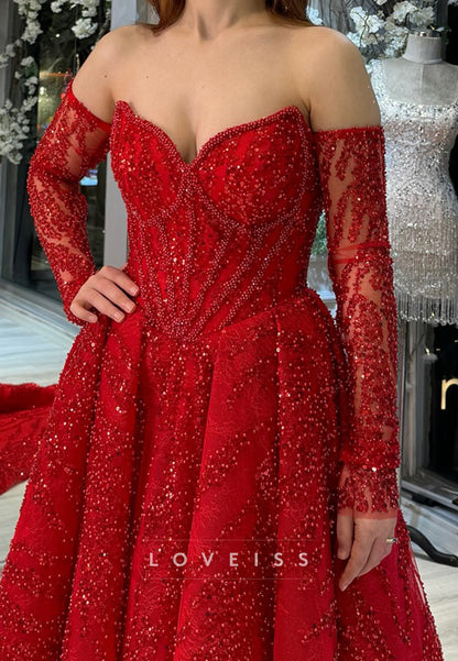 Sweetheart Strapless Beaded Embroidery A-Line Prom Dress