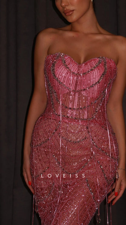 Sweetheart Strapless Beaded Embroidery Mermaid Prom Dress