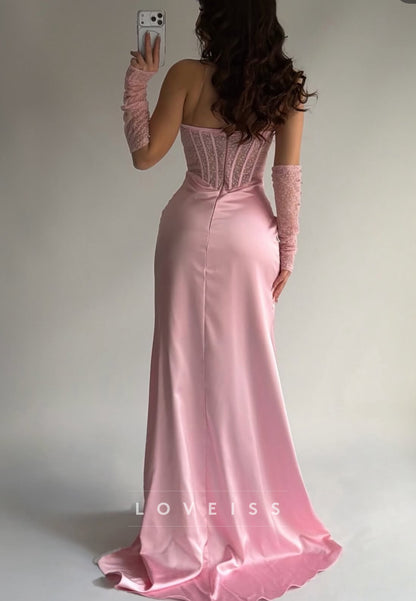 Sweetheart Strapless Beaded Sheath Prom Dress