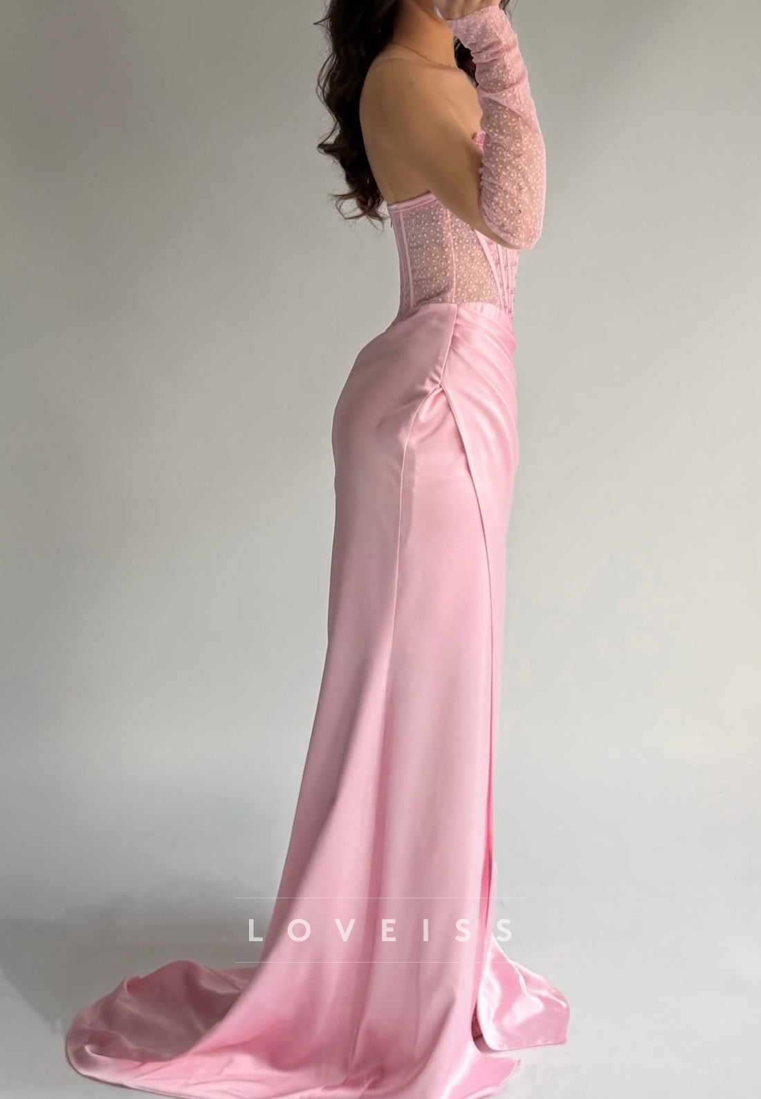 Sweetheart Strapless Beaded Sheath Prom Dress