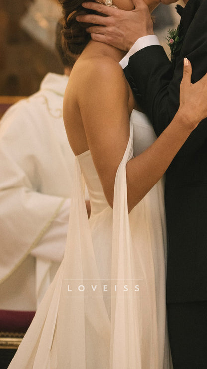 Sweetheart Strapless Chiffon A-Line Beach Summer Wedding Dress
