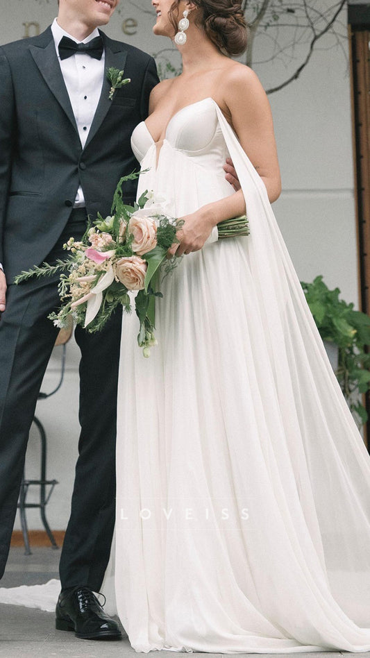 Sweetheart Strapless Chiffon A-Line Beach Summer Wedding Dress