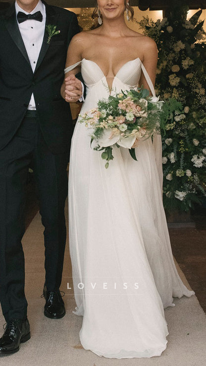 Sweetheart Strapless Chiffon A-Line Beach Summer Wedding Dress