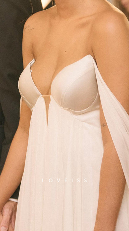 Sweetheart Strapless Chiffon A-Line Beach Summer Wedding Dress