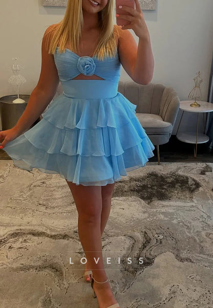 Sweetheart Strapless Chiffon Tiered A-Line Party Homecoming Dress