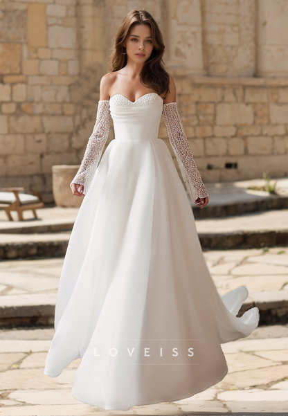 Sweetheart Strapless Pearl Beaded Ball Gown Wedding Dress – Loveiss