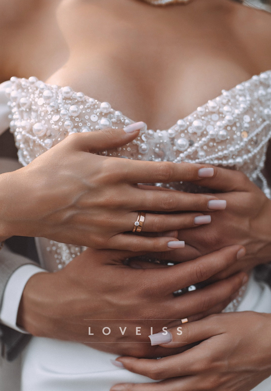 Sweetheart Strapless Pearl Sequins Sheath Beach Wedding Dress
