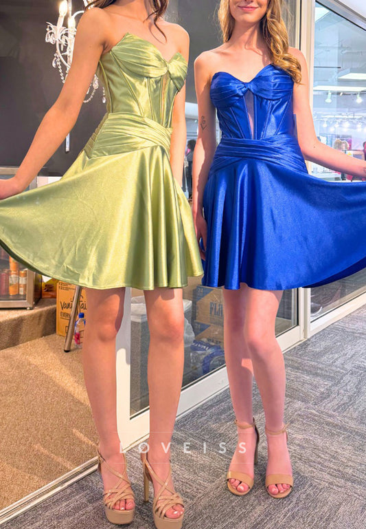 Sweetheart Strapless Pleated A-Line Party Homecoming Dress