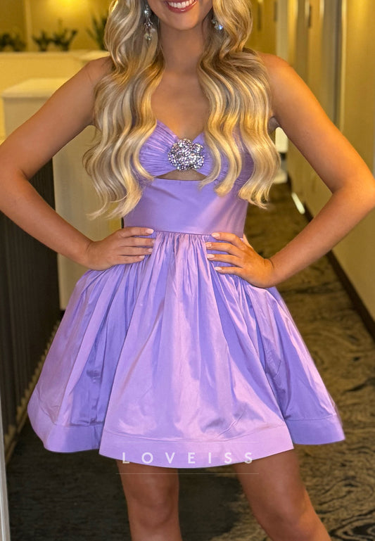 Sweetheart Strapless Pleated A-Line Party Homecoming Dress