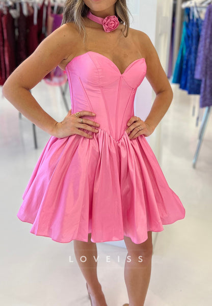 Sweetheart Strapless Pleated A-Line Party Homecoming Dress