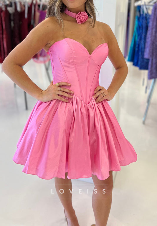 Sweetheart Strapless Pleated A-Line Party Homecoming Dress