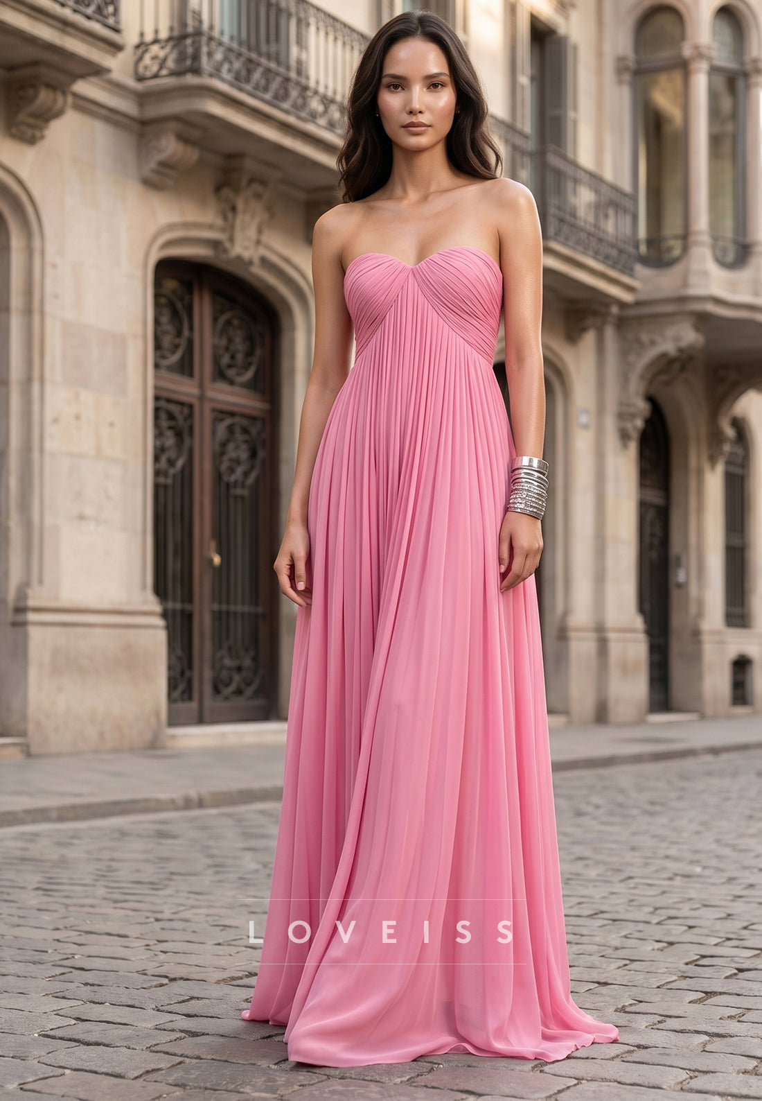 Sweetheart Strapless Pleated A-Line Prom Dress