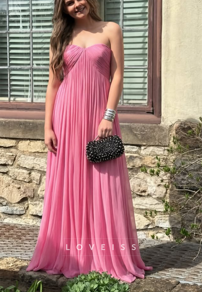 Sweetheart Strapless Pleated A-Line Prom Dress