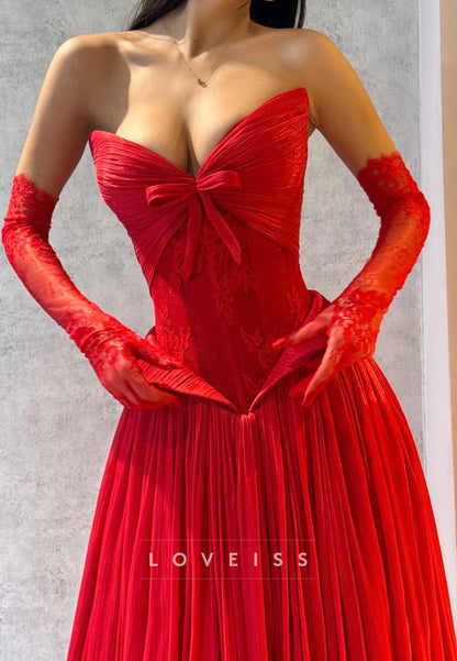 Sweetheart Strapless Pleated A-Line Prom Dress