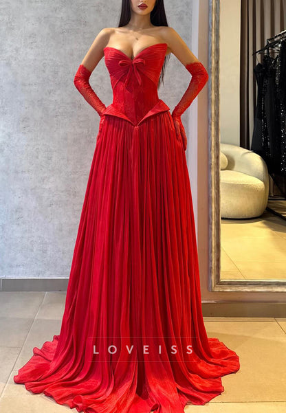 Sweetheart Strapless Pleated A-Line Prom Dress