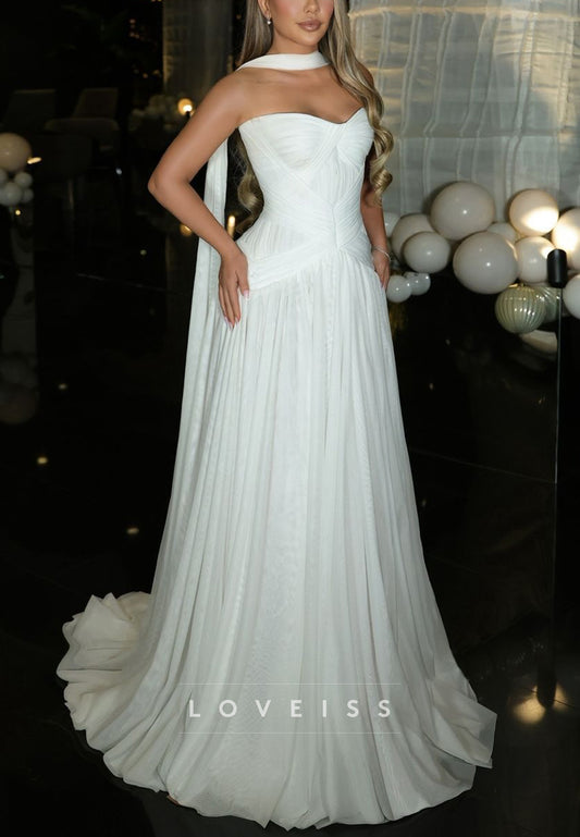 Sweetheart Strapless Pleated A-Line Wedding Dress