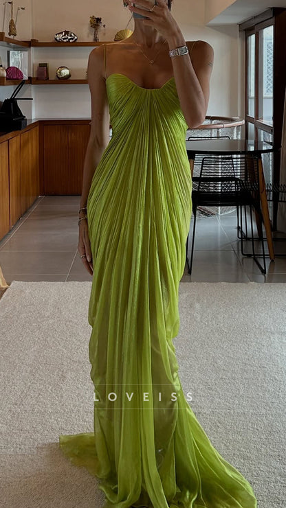 Sweetheart Strapless Pleated Sheath Evening Dress