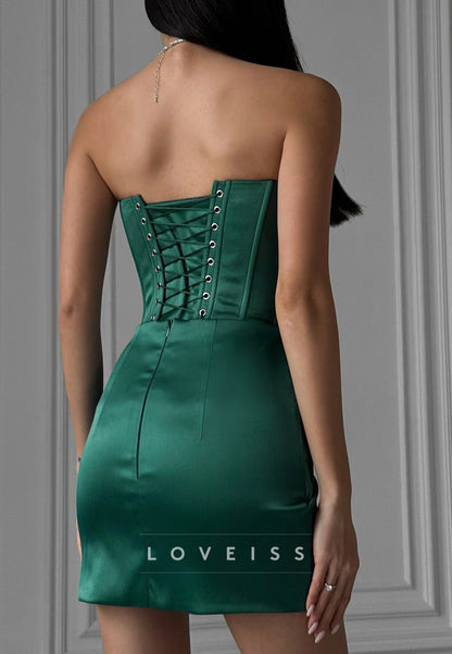 Sweetheart Strapless Pleated Sheath Party Homecoming Dress