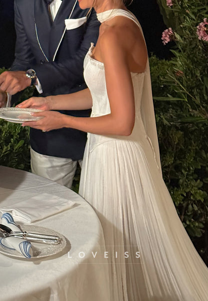 Sweetheart Strapless Pleated Summer A-Line Wedding Dress