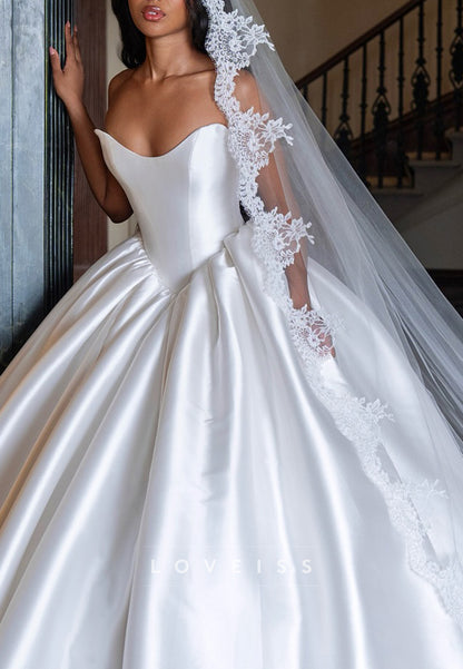 Sweetheart Strapless Satin A-Line Wedding Dress