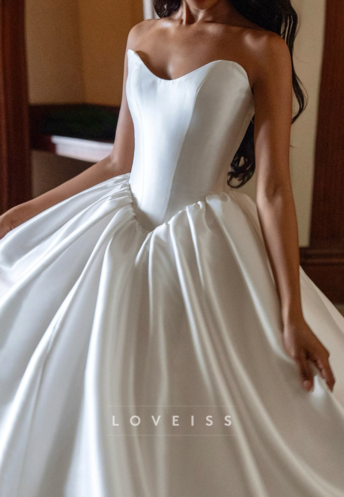 Sweetheart Strapless Satin A-Line Wedding Dress