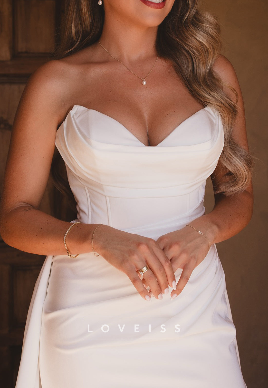 Sweetheart Strapless Side Slit Sheath Simple Wedding Dress