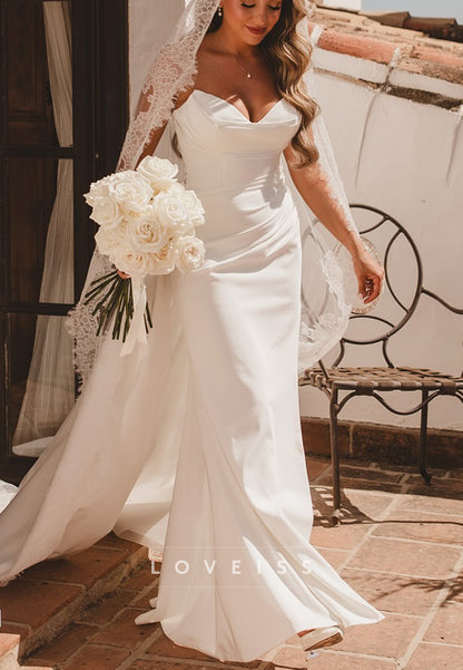 Sweetheart Strapless Side Slit Sheath Simple Wedding Dress