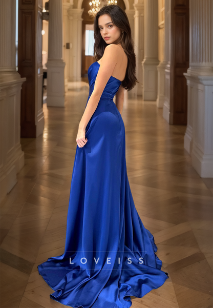 Sweetheart Strapless Slee Pleated A-Line Prom Dress