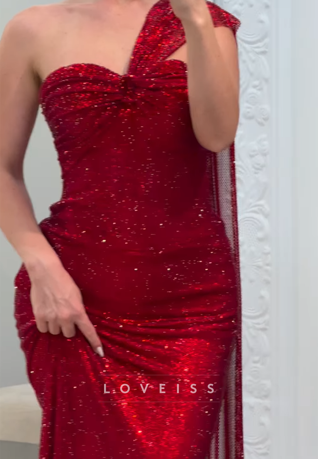 Sweetheart Strapless Sparkly Mermaid Red Prom Dress