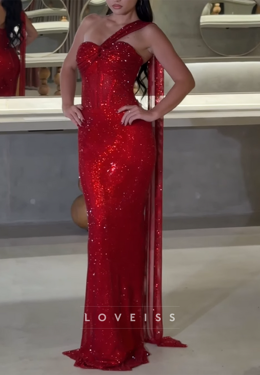 Sweetheart Strapless Sparkly Mermaid Red Prom Dress